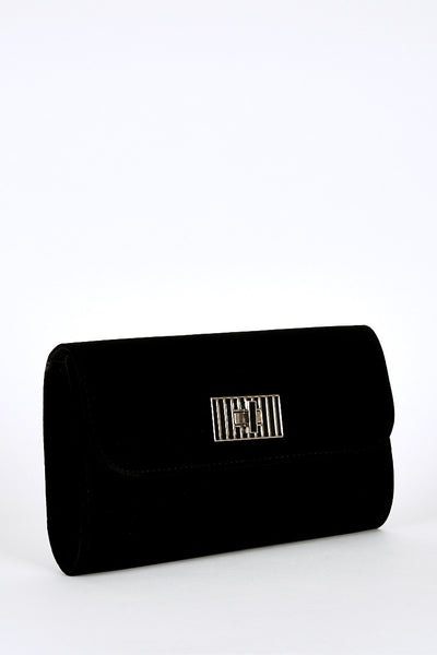 Twist Clasp Clutch Bag In Black