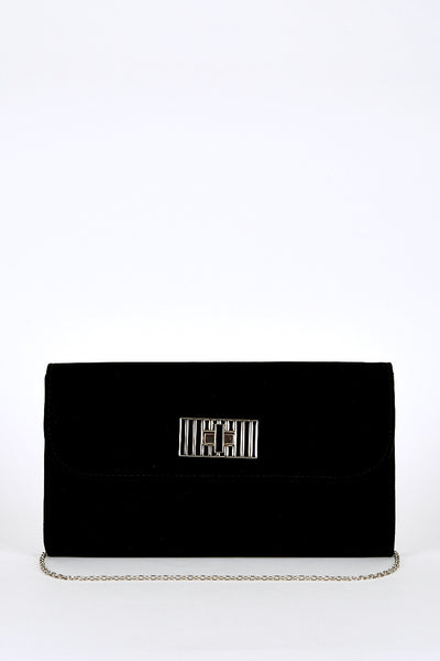 Twist Clasp Clutch Bag In Black