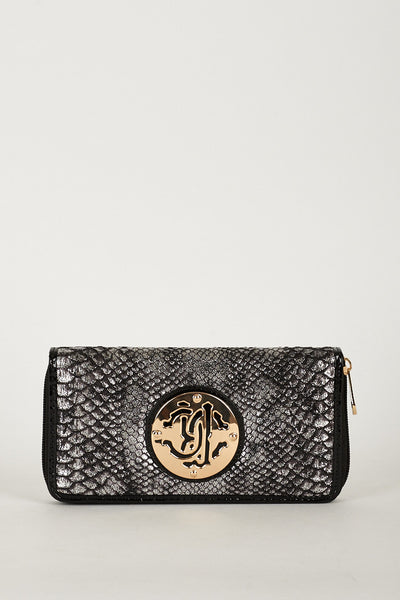 Ladies Black Faux Snakeskin Purse