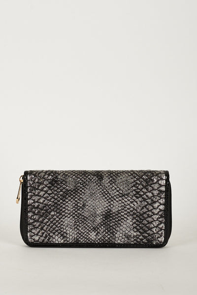 Ladies Black Faux Snakeskin Purse