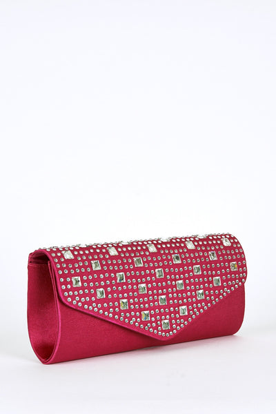 Diamante And Glass Detail Clutch Bag