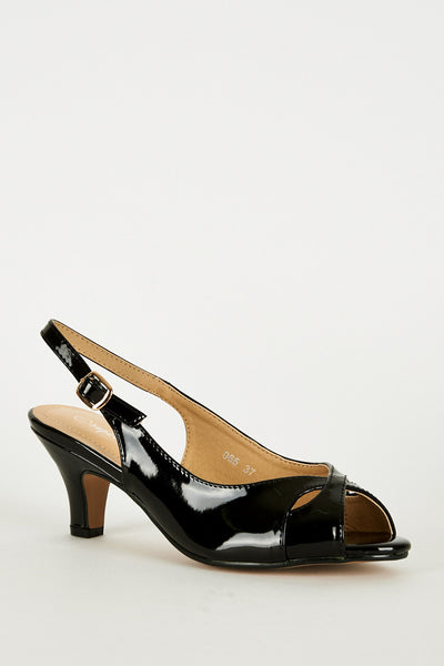 Black Peep Toe Sling Back Heel