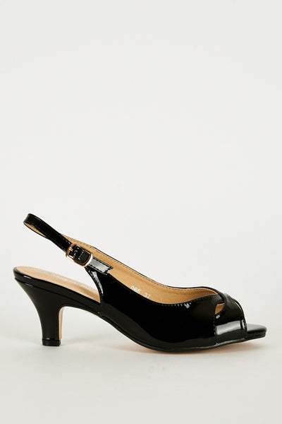 Black Peep Toe Sling Back Heel