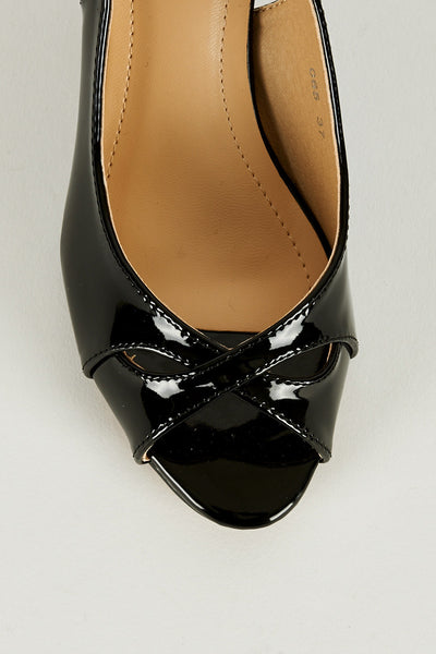 Black Peep Toe Sling Back Heel