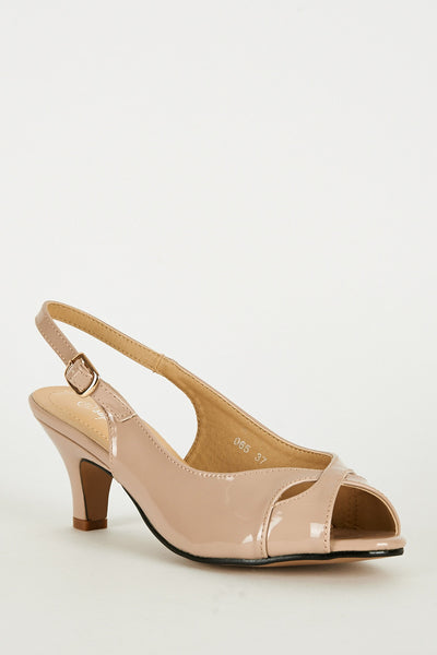 Beige Peep Toe Sling Back Heel