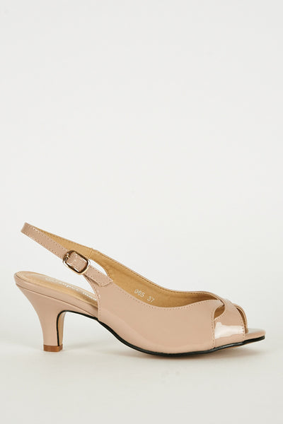 Beige Peep Toe Sling Back Heel