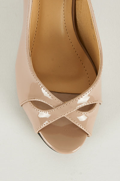 Beige Peep Toe Sling Back Heel