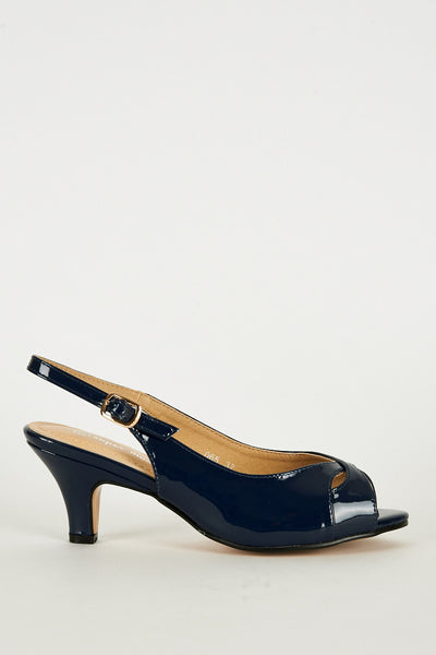 Dark Blue Peep Toe Sling Back Heel