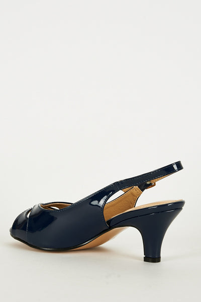 Dark Blue Peep Toe Sling Back Heel