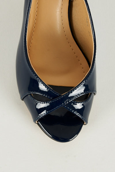 Dark Blue Peep Toe Sling Back Heel