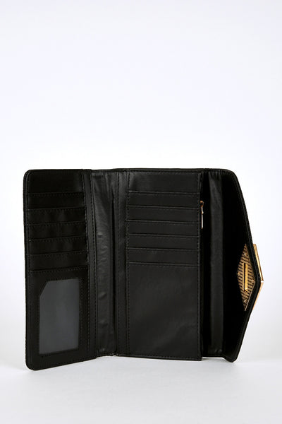 Medium Textured Clasp Purse In Black