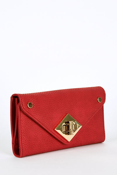 Medium Textured Clasp Purse In Red