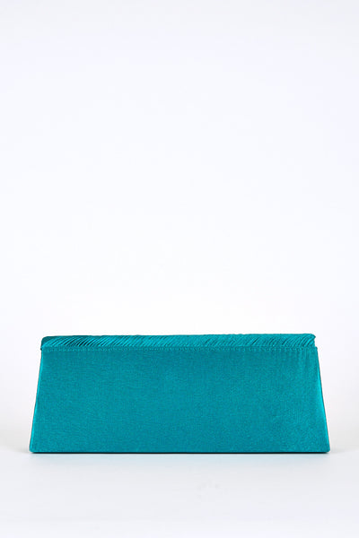 Pleated Top Panel Diamante Bow Detail Clutch Bag