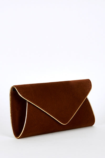 Contrast Gold Trim Envelope Clutch Bag