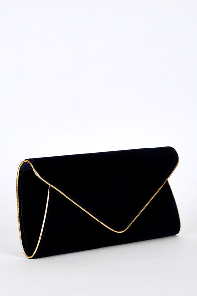 Contrast Gold Trim Envelope Clutch Bag