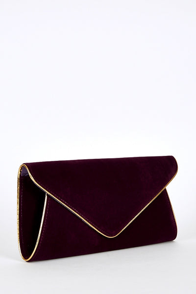 Contrast Gold Trim Envelope Clutch Bag