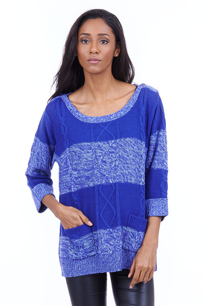 3/4 Sleeve Stripy Pattern Jumper