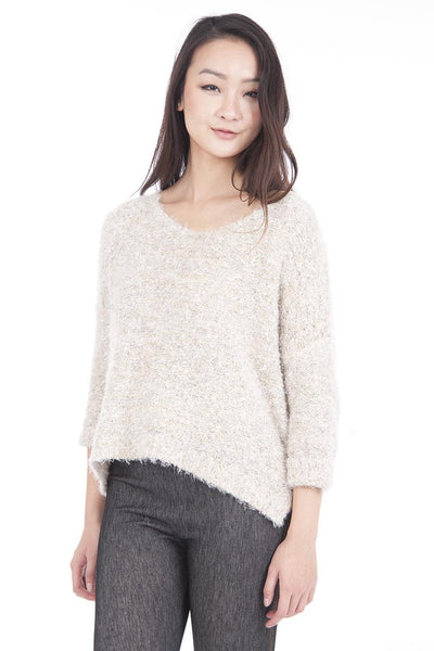 Dipped Hem Fluffy Oversized Jumper