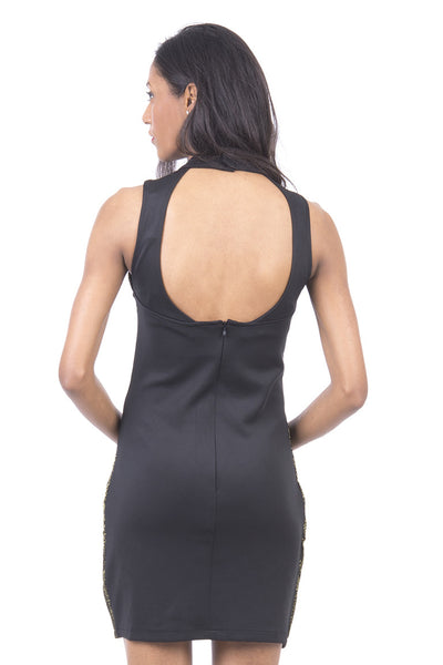 Print Front Bodycon Dress With Mesh Insert