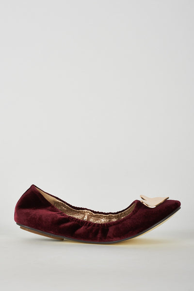 Burgundy Elasticated Side Pumps with Heart Detail