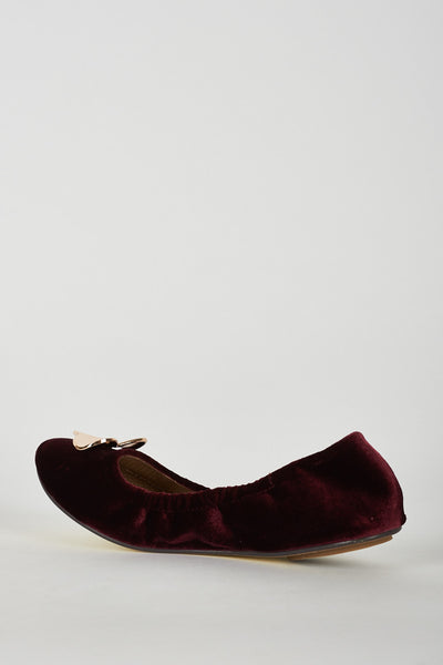 Burgundy Elasticated Side Pumps with Heart Detail