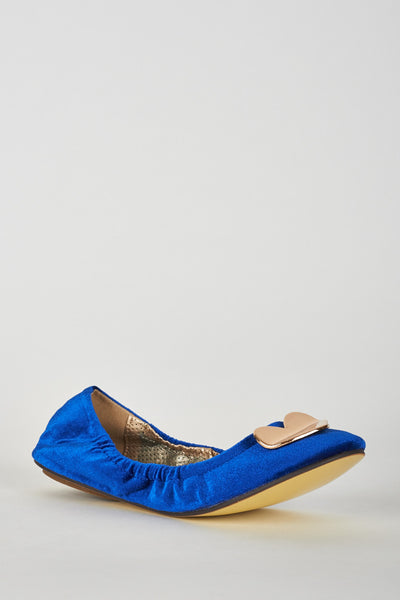 Royal Blue Elasticated Side Pumps with Heart Detail