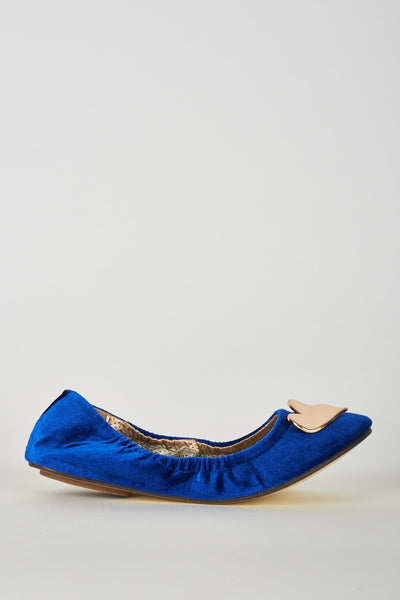Royal Blue Elasticated Side Pumps with Heart Detail