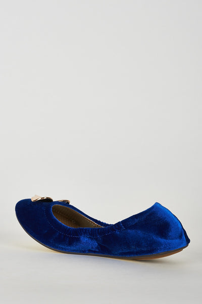 Royal Blue Elasticated Side Pumps with Heart Detail