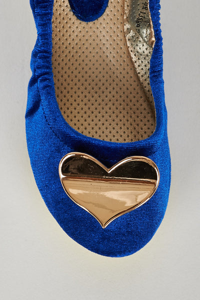 Royal Blue Elasticated Side Pumps with Heart Detail