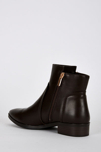 Side Zip Detail Pointed Toe Ankle Boots