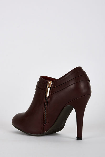 Leatherette Double Strap High Heel Ankle Boots