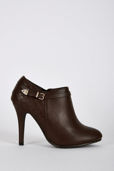 Quilted Panel High Heel Ankle Boots