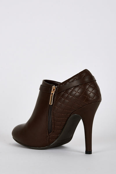 Quilted Panel High Heel Ankle Boots