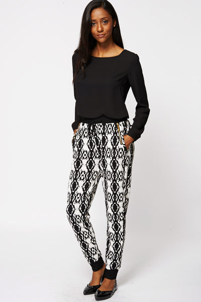 Monochrome Tribal Print Joggers