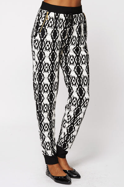 Monochrome Tribal Print Joggers