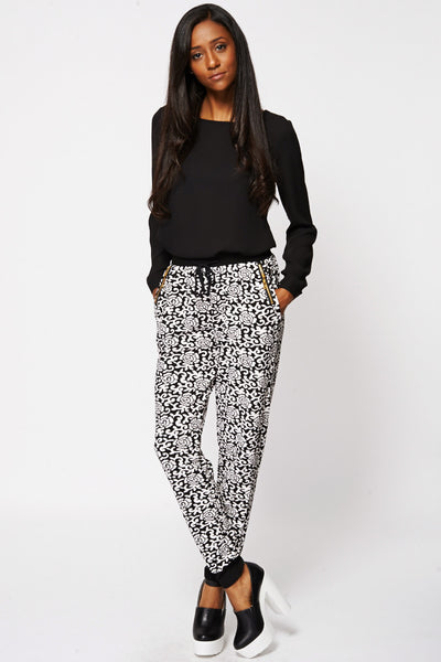 Floral Print Monochrome Joggers