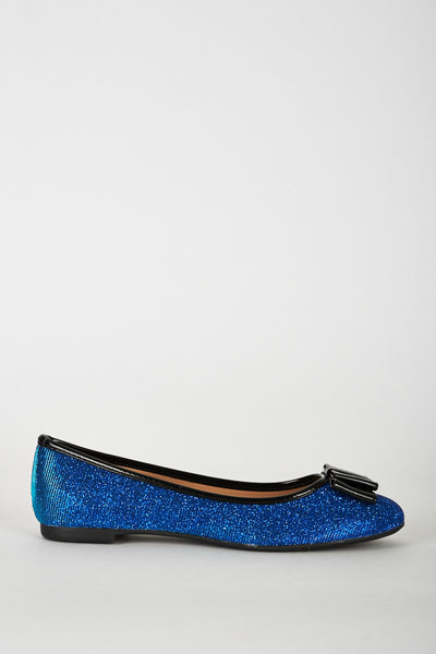 Blue Sparkle Pumps with Bow Detail