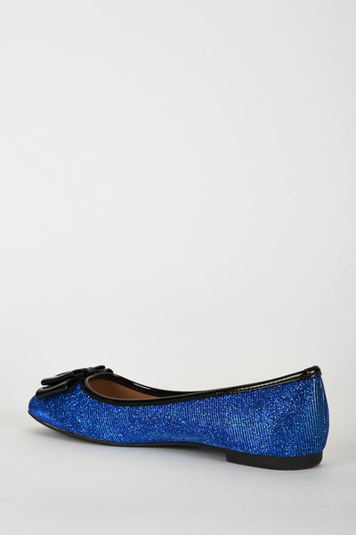 Blue Sparkle Pumps with Bow Detail