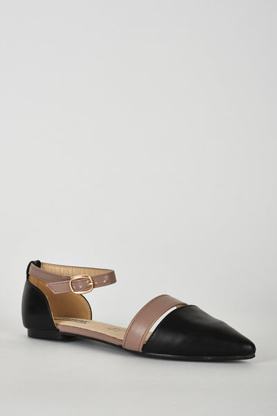 Pointed Toe Evening Shoe with Ankle and Front Strap Detail