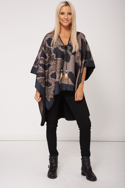 Abstract Print Soft Touch Poncho