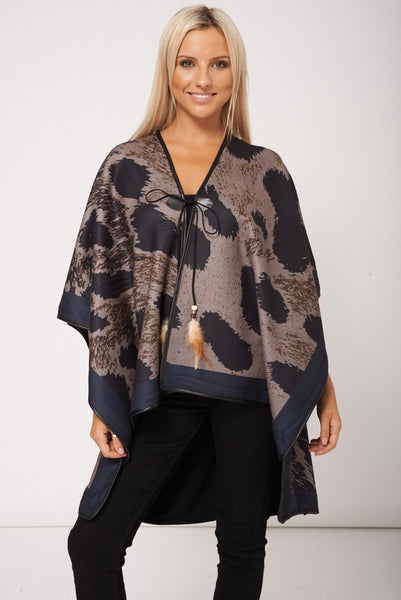 Abstract Print Soft Touch Poncho