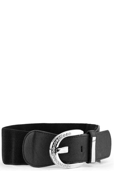 Elasticated Belt With Diamante Buckle