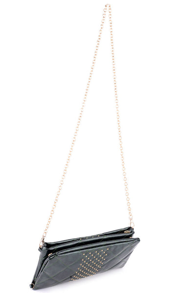 Quilted Patent Faux Leather Handbag