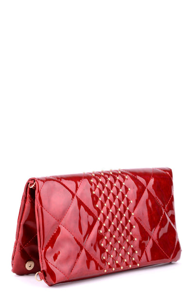 Quilted Patent Faux Leather Handbag