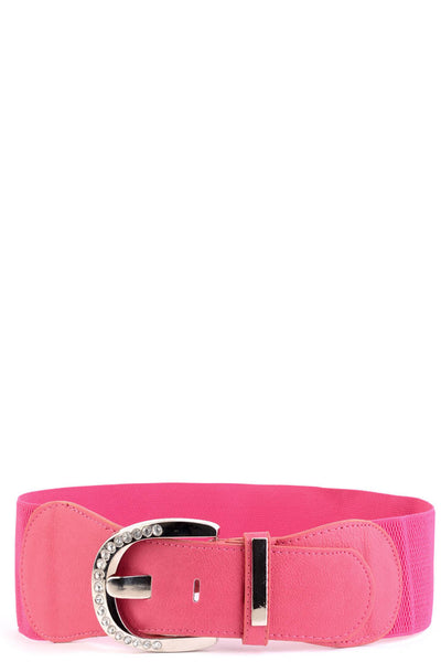 Elasticated Belt With Diamante Buckle