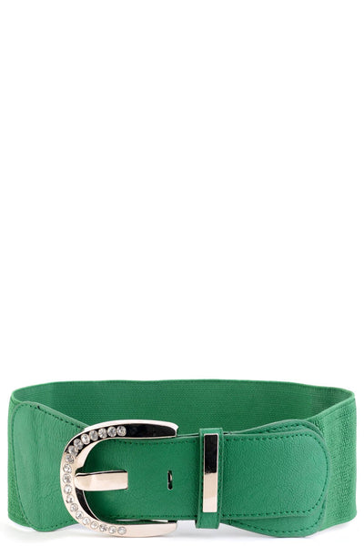 Elasticated Belt With Diamante Buckle