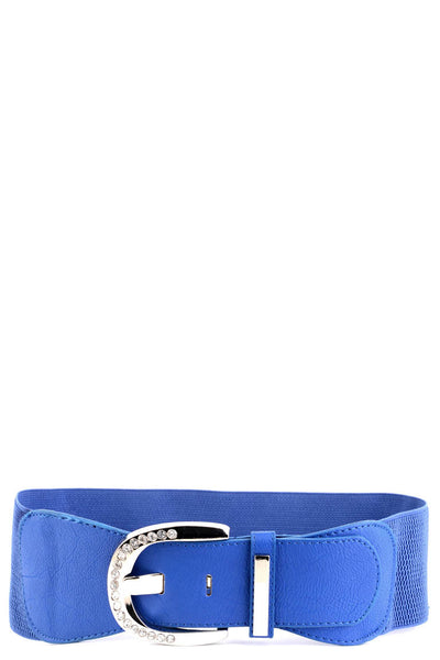 Elasticated Belt With Diamante Buckle