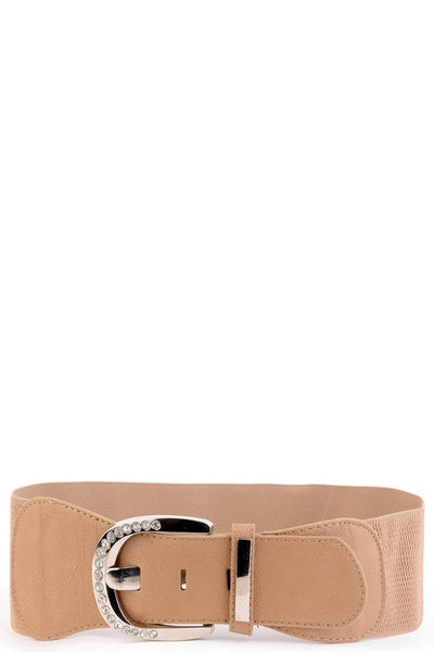 Elasticated Belt With Diamante Buckle