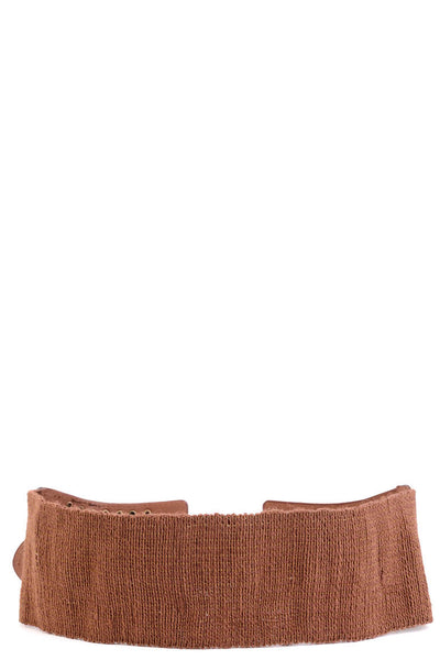 Elasticated Belt With Studded Faux Leather Front