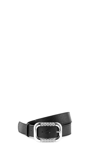 Faux Leather Belt With Diamante Buckle